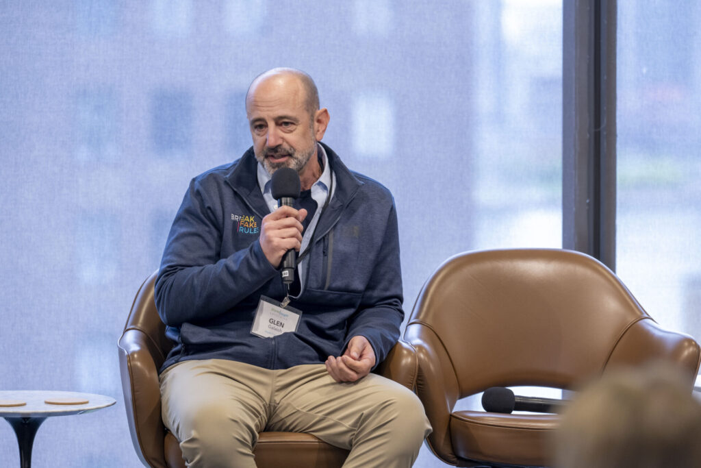 Glen Galaich at the microphone for an author talk at Shared Insight's 2026 gathering